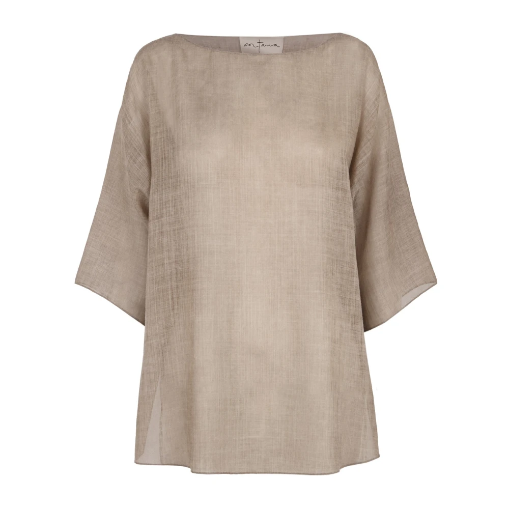 Cortana Woltop met boothals Melange Brown Dames