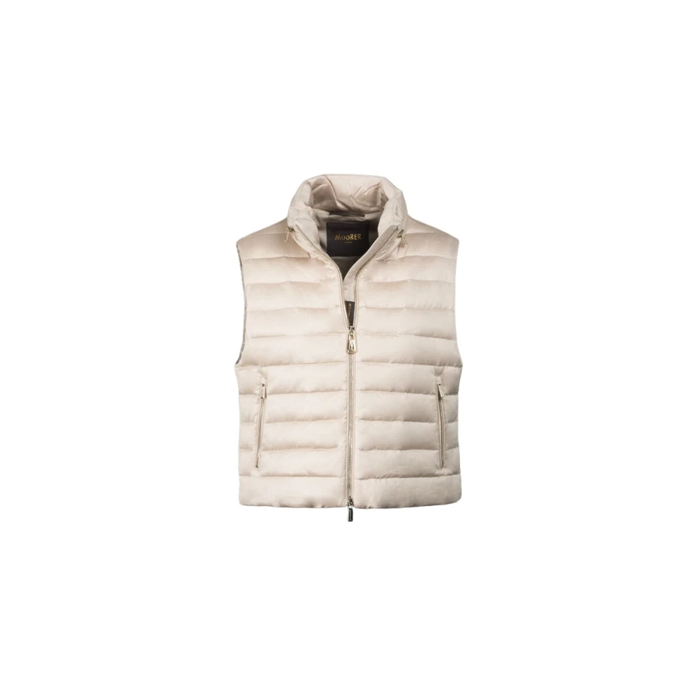 Moorer Women's Beige Waistcoats, 2XS, Cropped Gilet