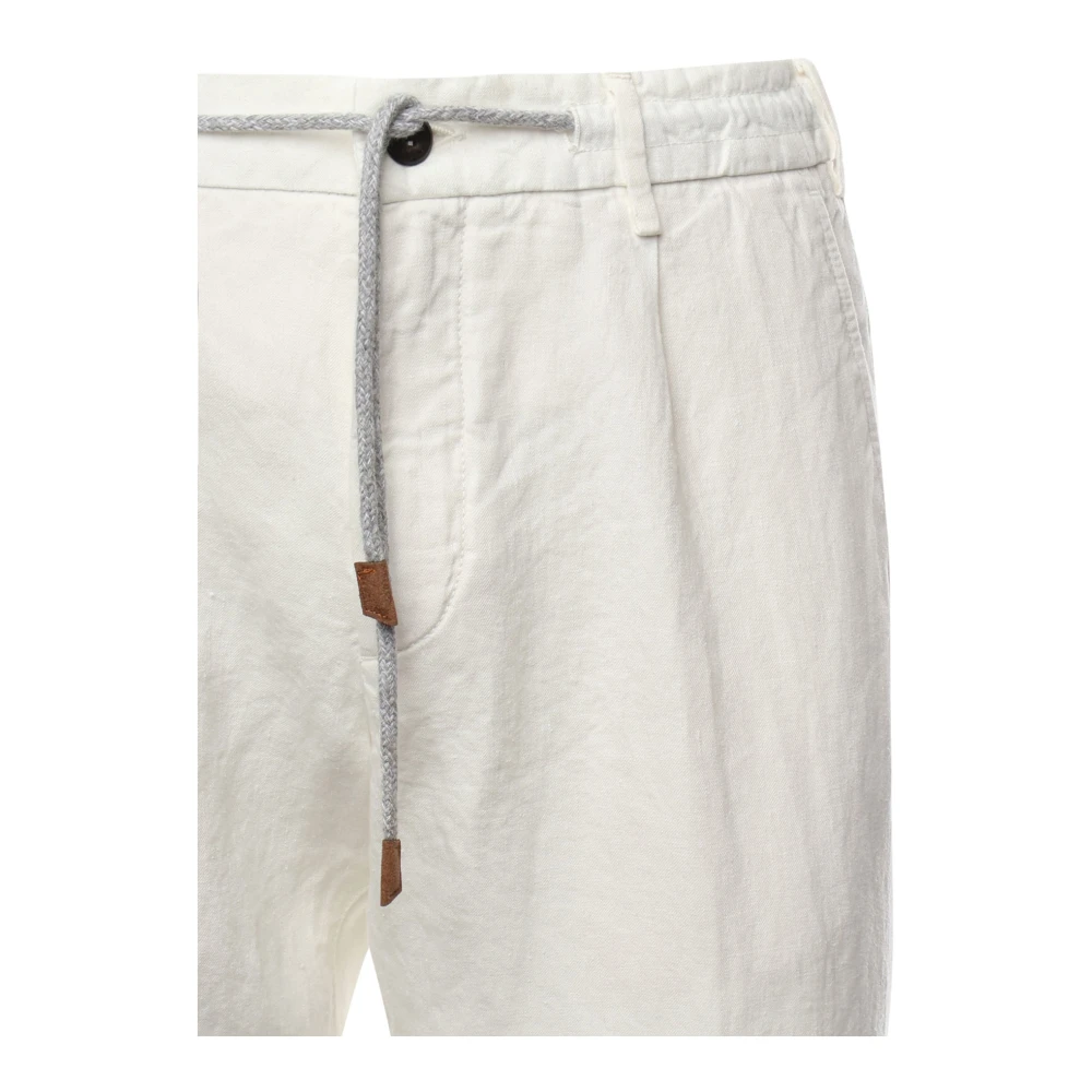 Eleventy Witte Joggerbroek met Trekkoord Tailleband White Heren