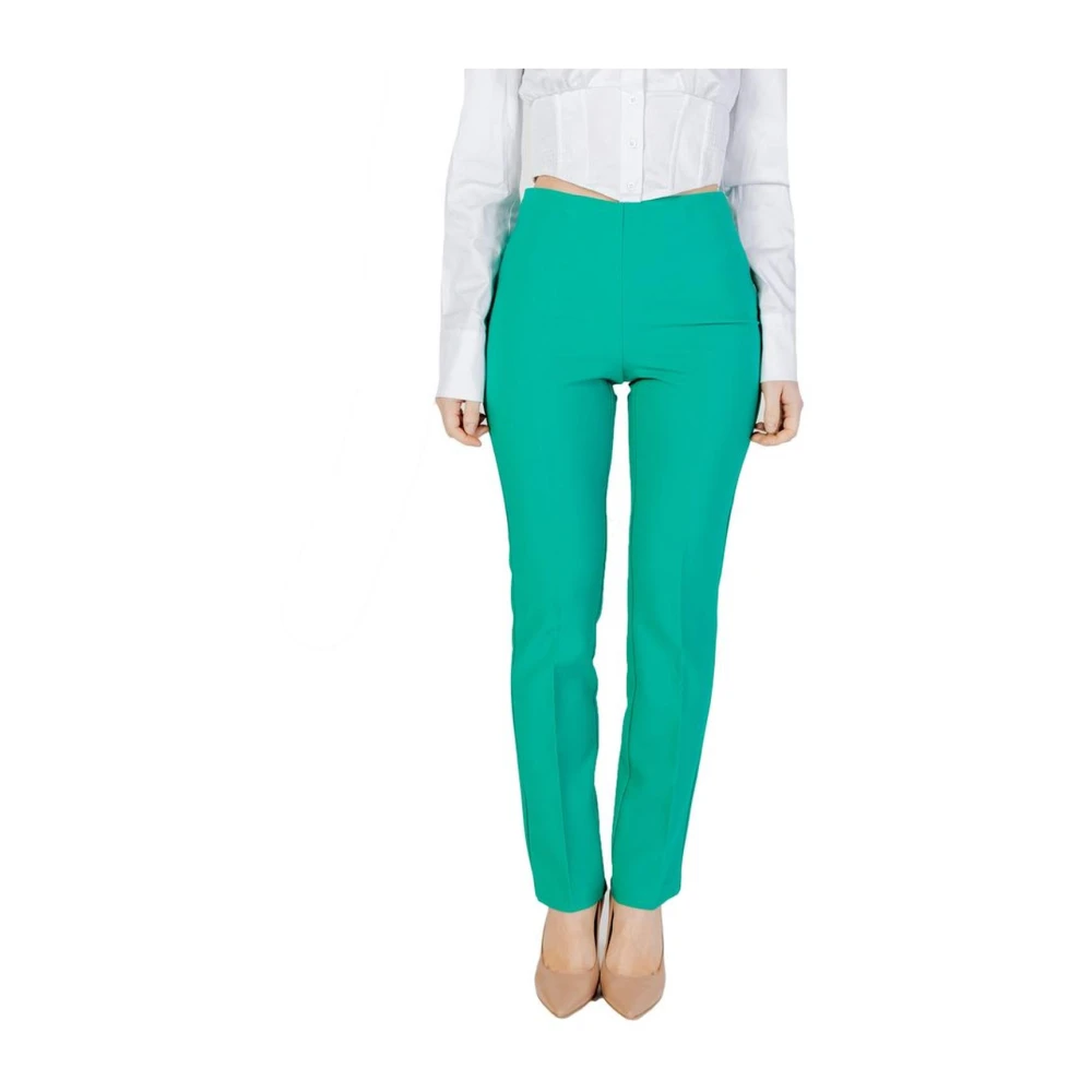 Sandro Ferrone Lente Zomer Regular Broek met Elastaan Green Dames