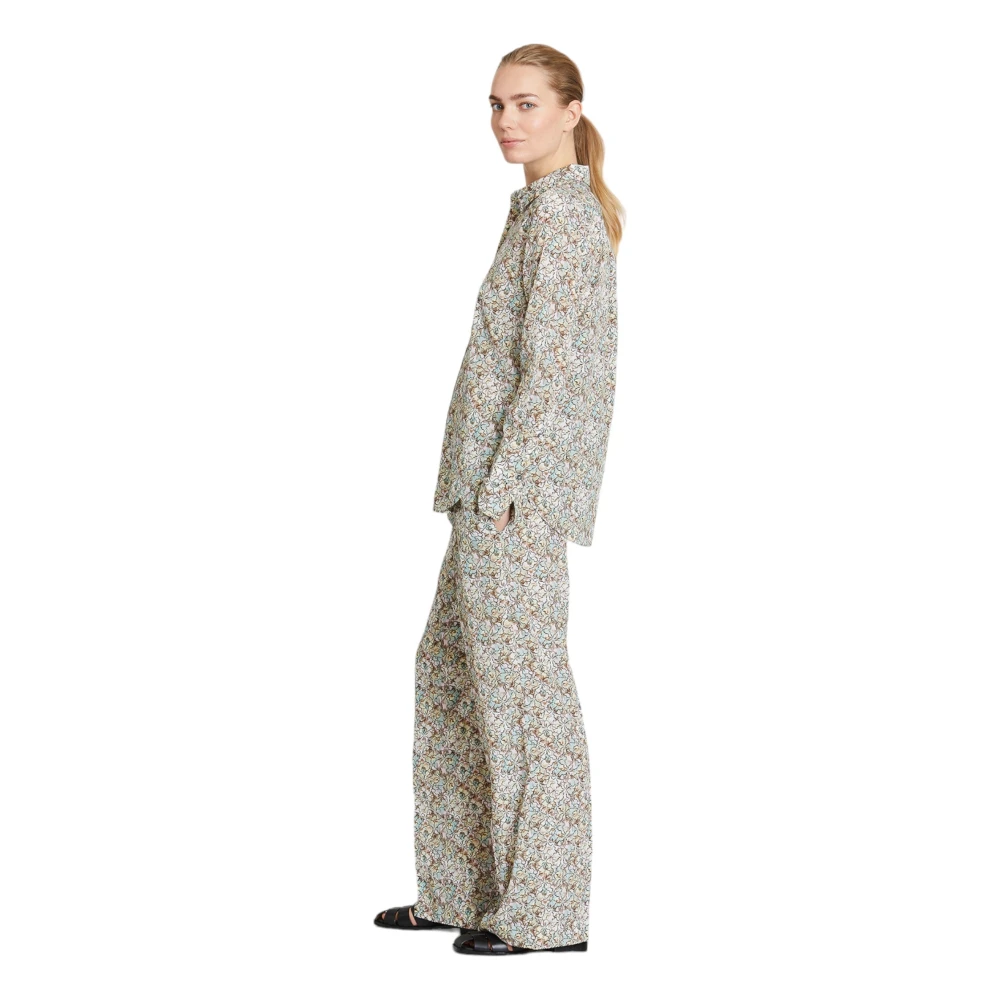 Heartmade Zijden Beige Broek Straight Fit Multicolor Dames