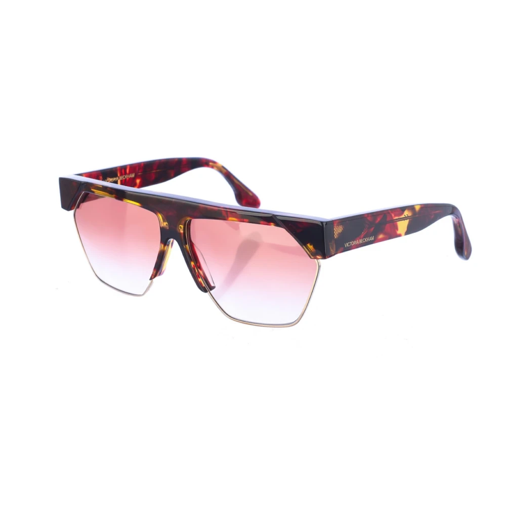 Victoria Beckham Women's Brown Sunglasses, One Size, Rectangular Acetate Sunglasses With Havana Blue Frame And Gradient Lenses
