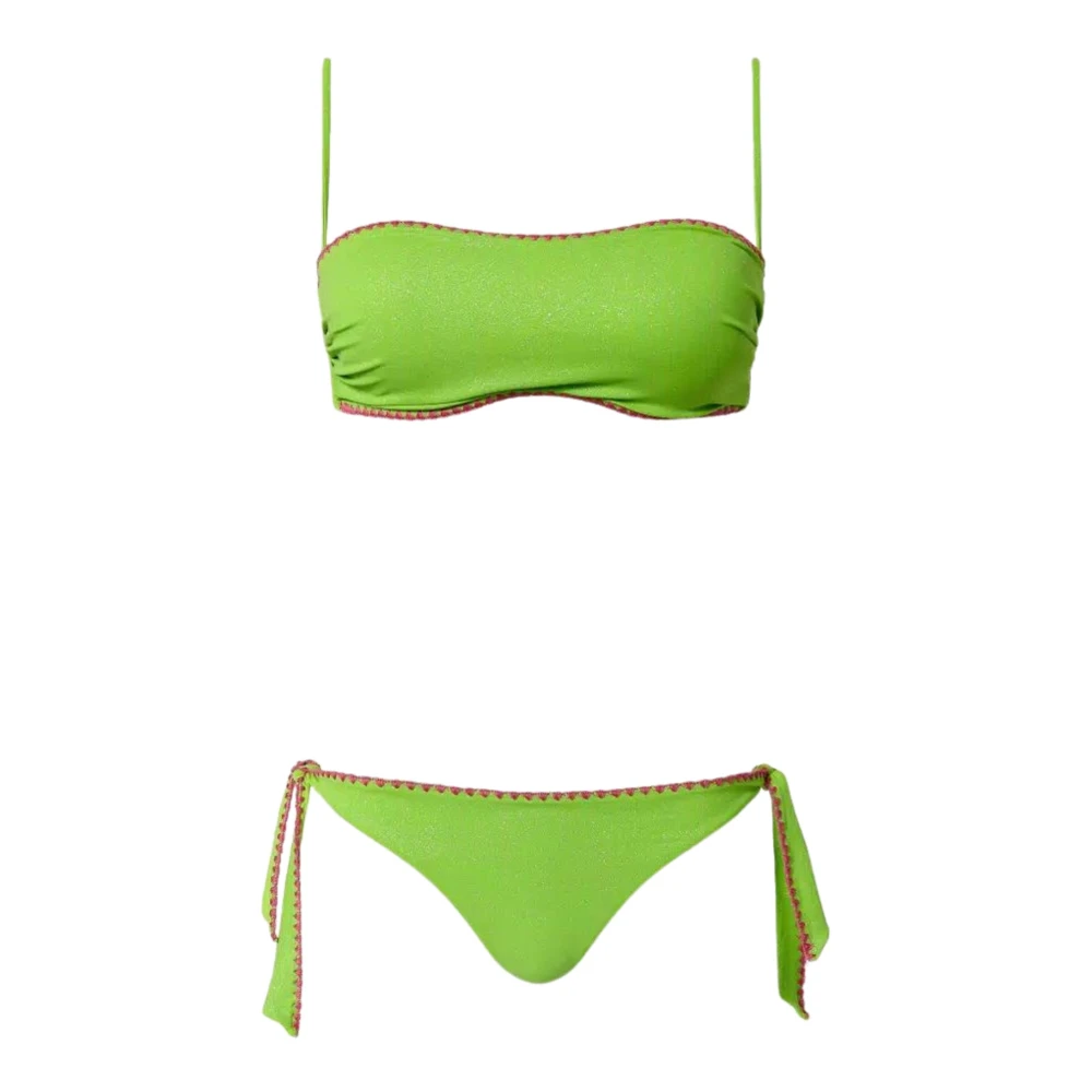 Twinset Grön Lurex Bikini Set Green, Dam