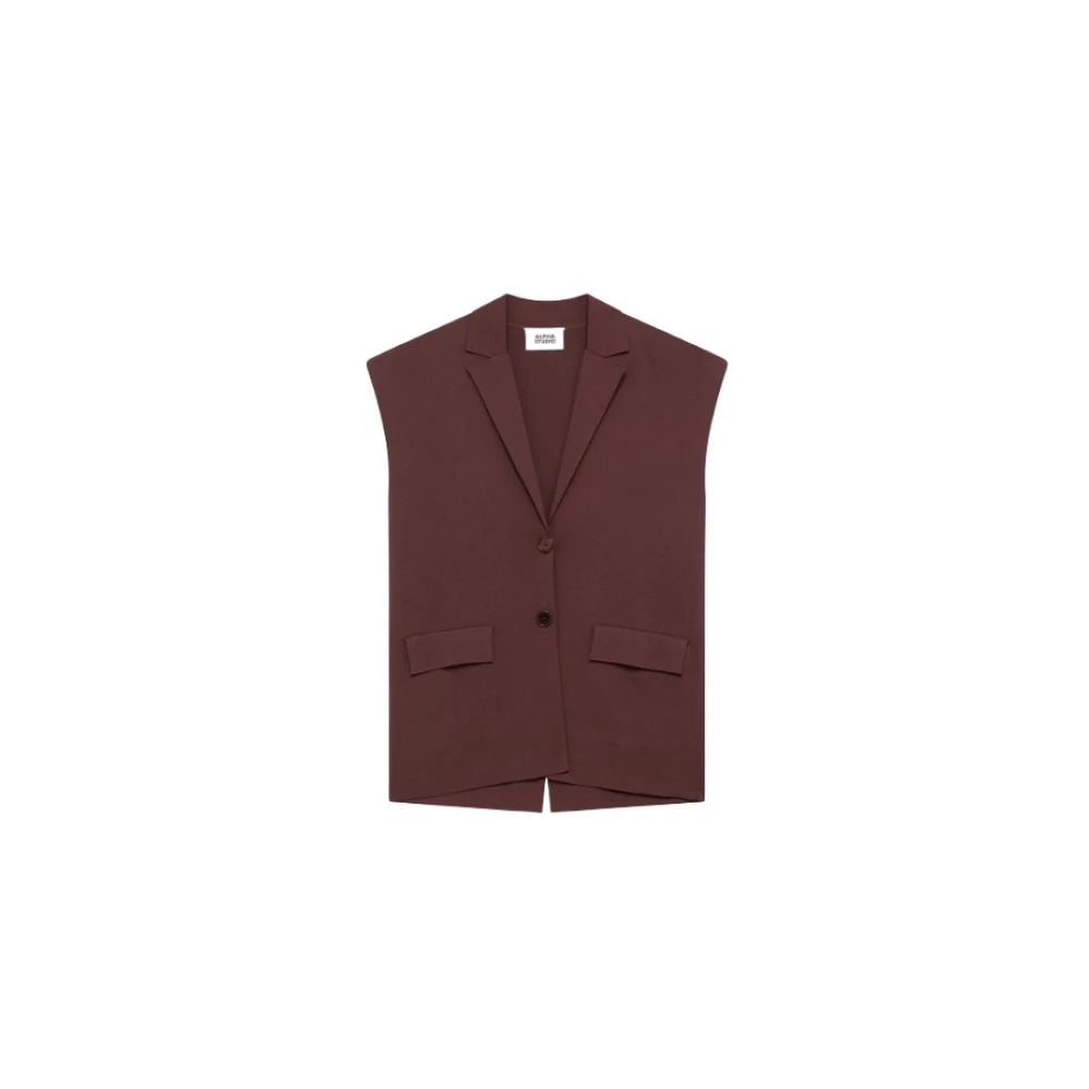 Alpha Studio Women's Brown Waistcoats, S, Daily Chic Vest