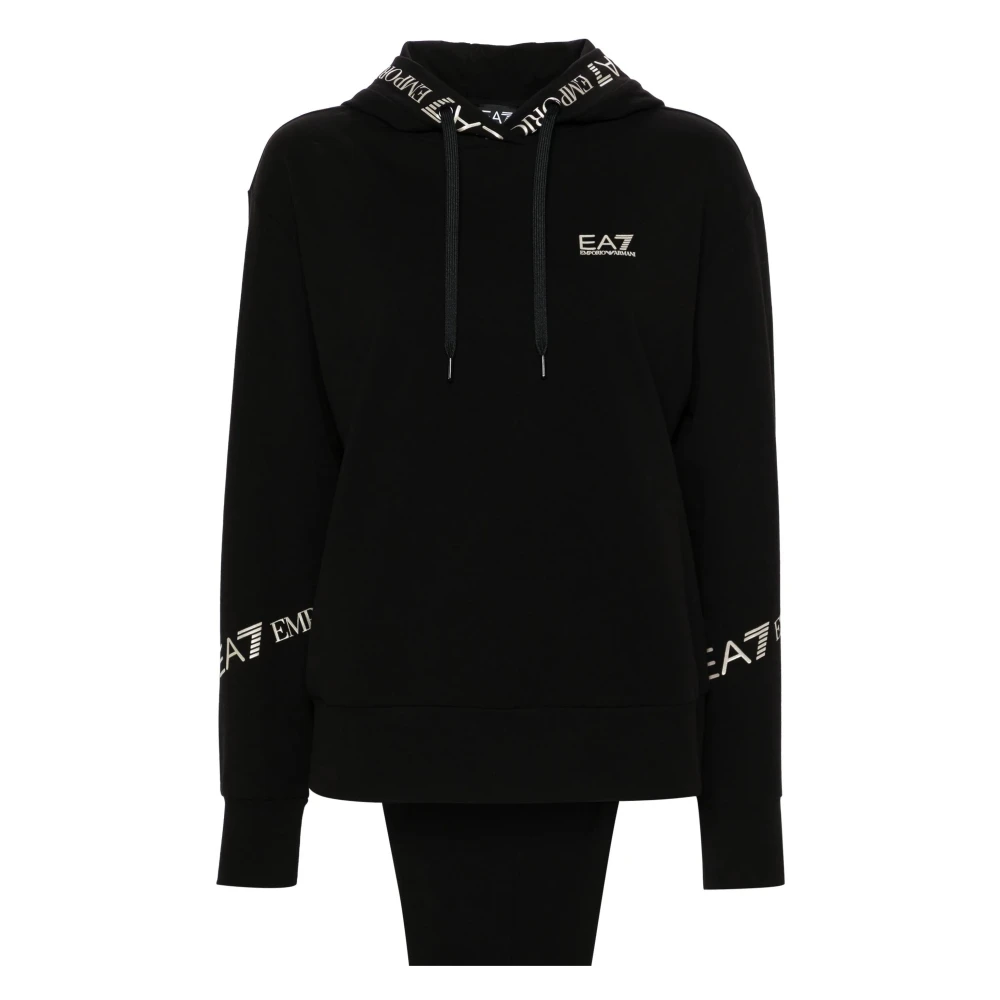 Emporio Armani EA7 Zwart Katoen Elastaan Trainingspak Set Black Dames