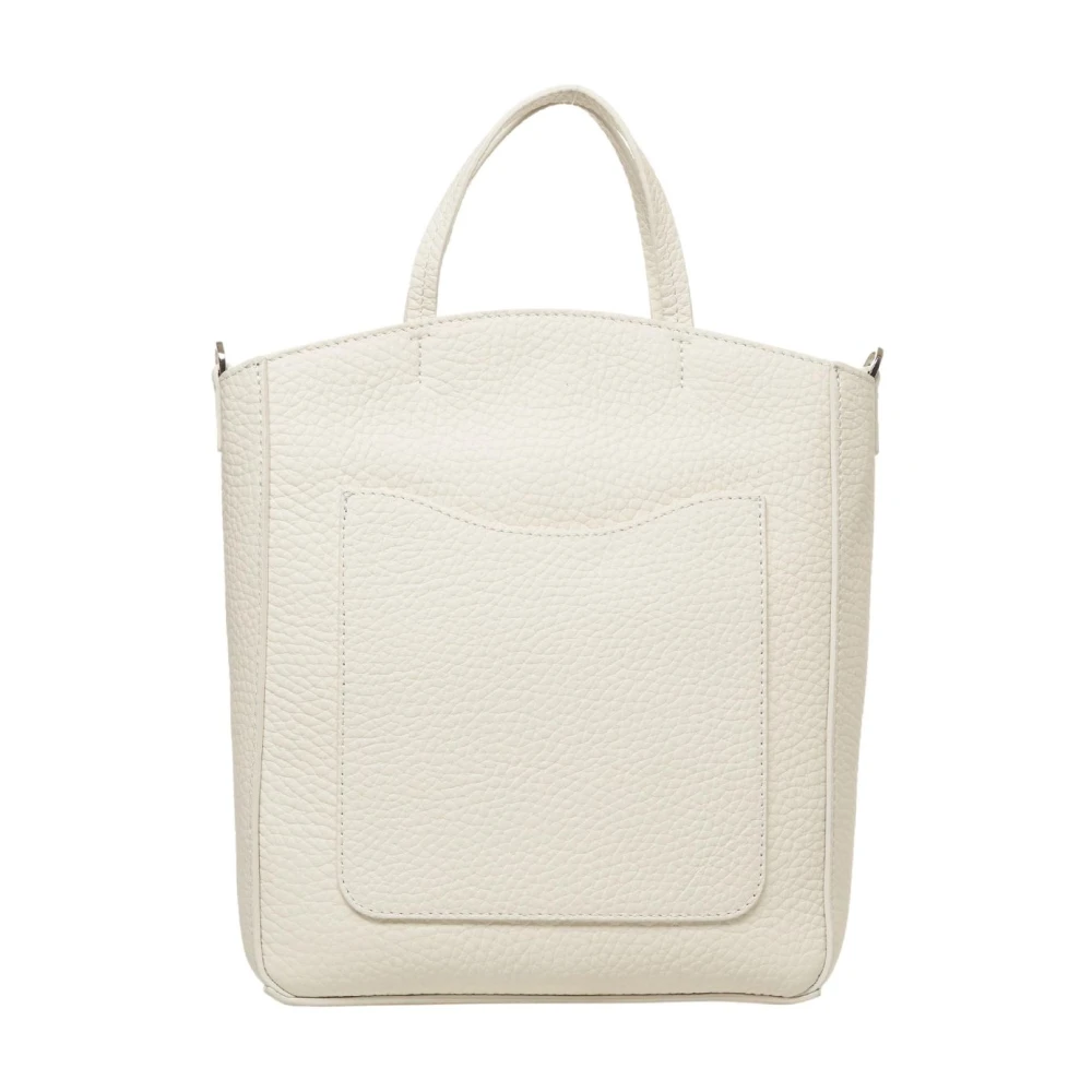 Orciani Witte Leren Shopper Tas White Dames