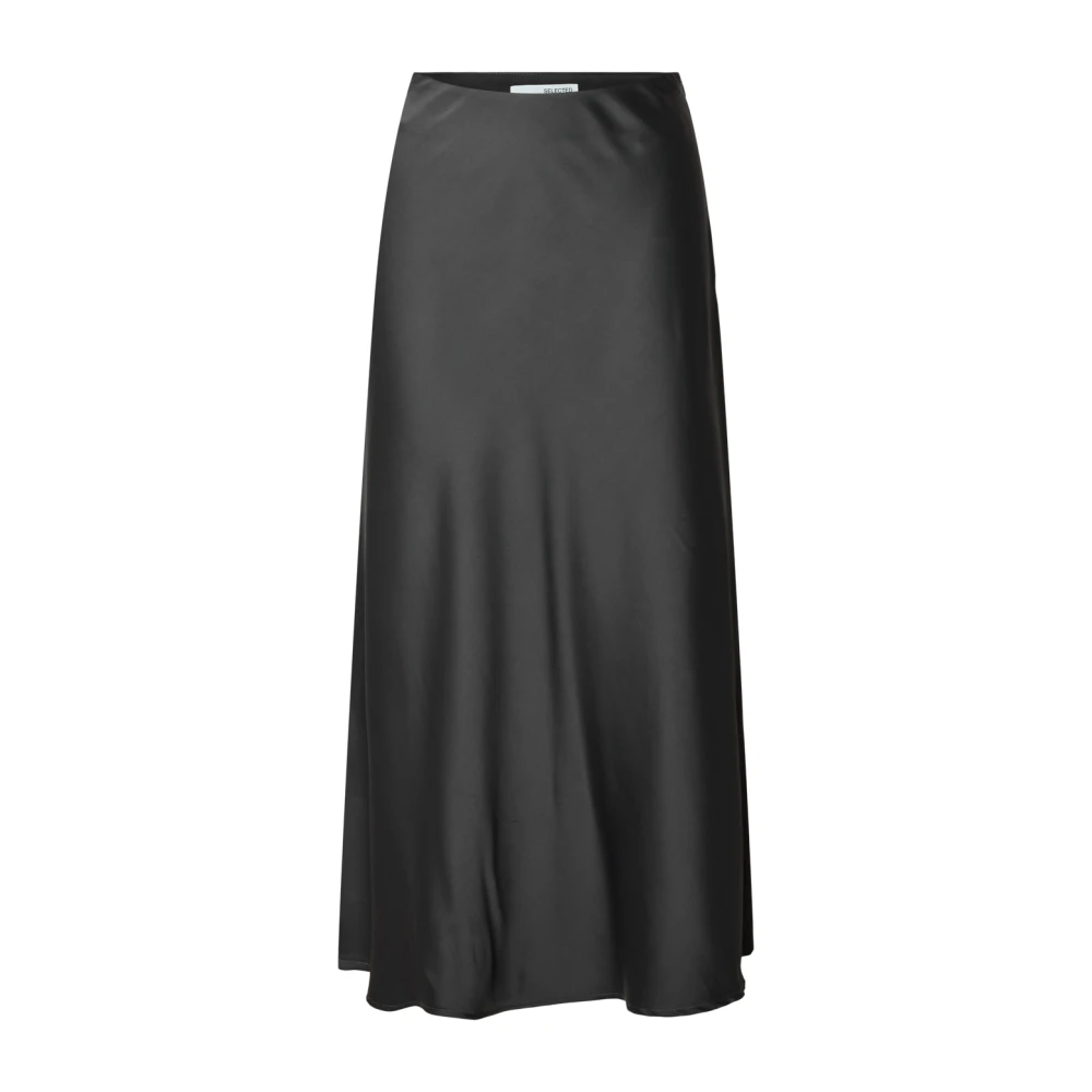 Selected Femme Satijnen Midi Rok Vulkanische As Gray Dames