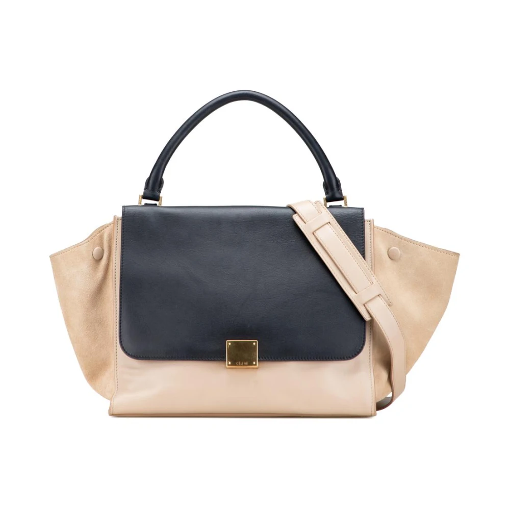 Celine Vintage Women's Brown Pre-Owned Elegant Leather And Suede Handbag With Shoulder Strap