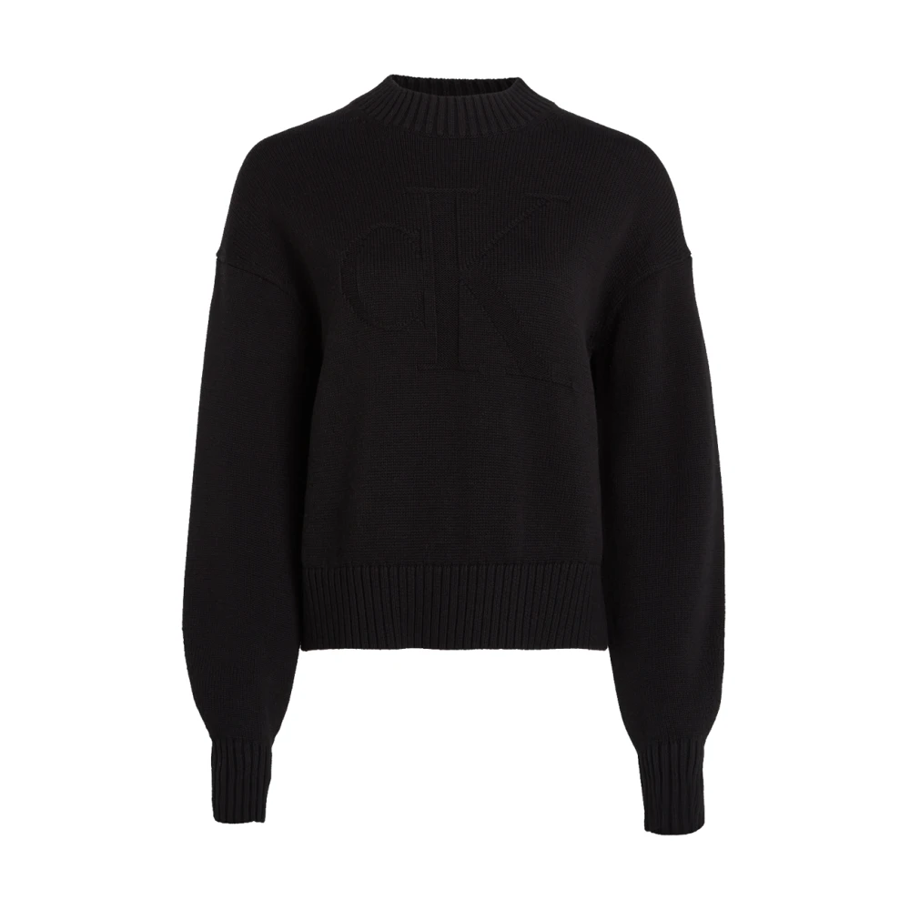 Calvin Klein Zwarte trui met intarsia ontwerp Black Dames