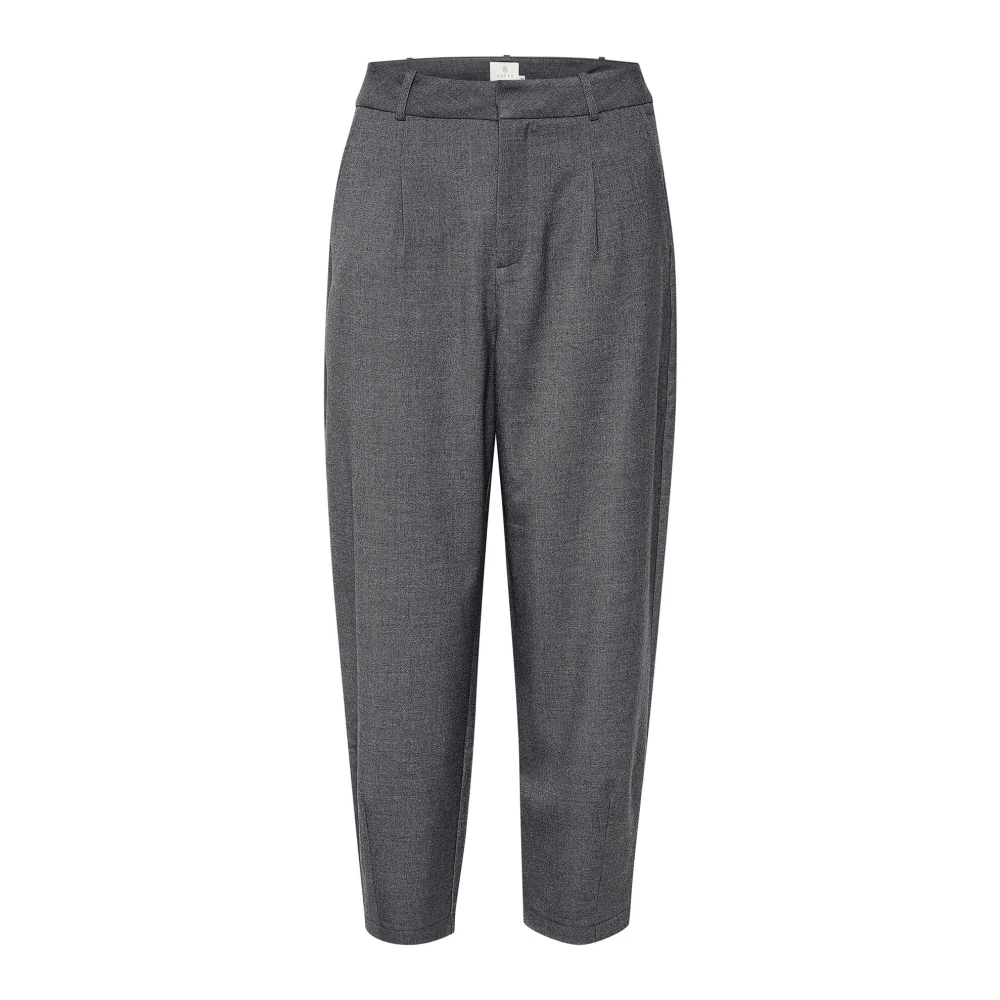 Kaffe Women's Gray Chinos,, High-Waisted Cropped Trousers In Dark Grey Melange Small