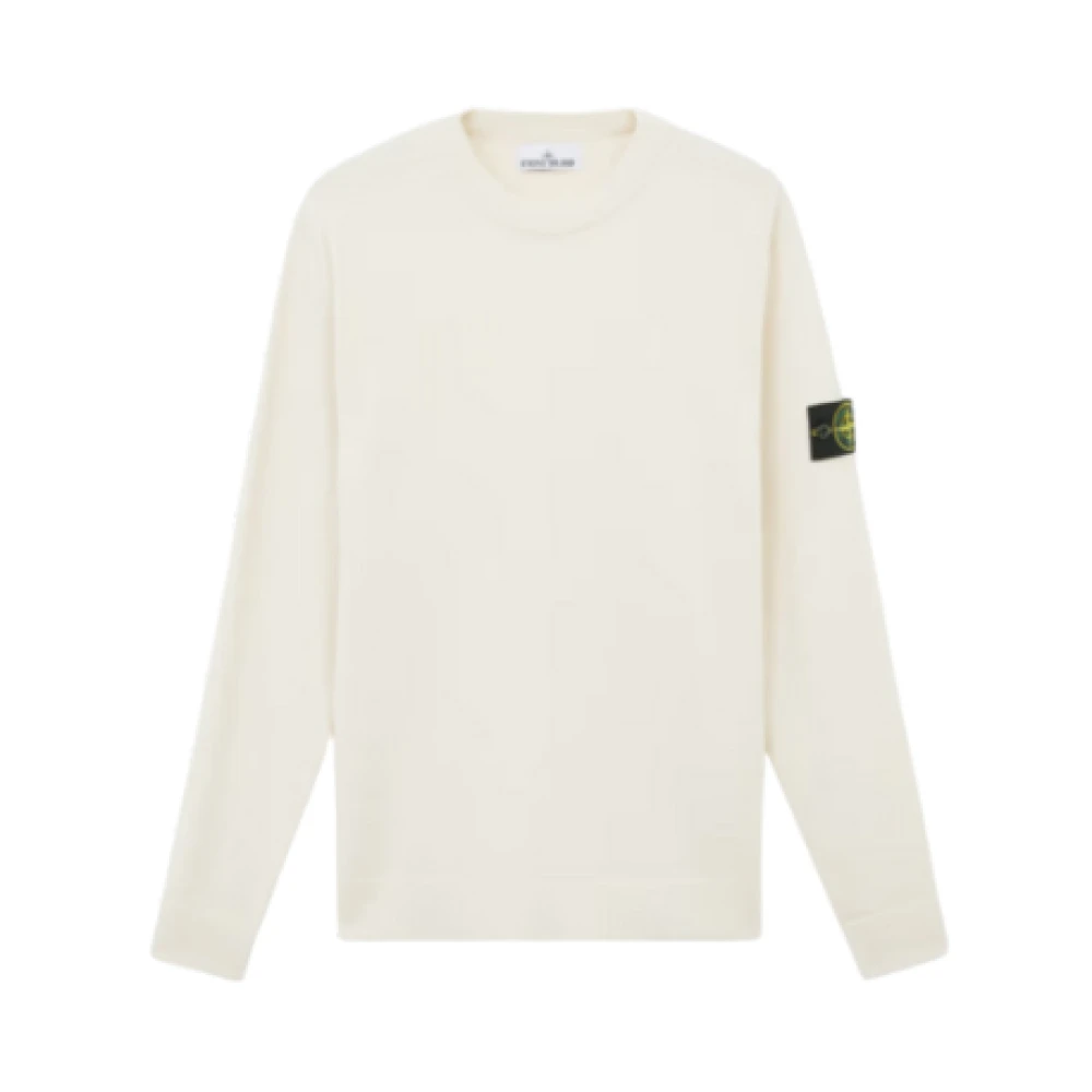 Stone Island Geribbelde Wol Stretch Crewneck Sweatshirt Beige Heren