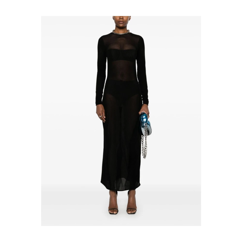 Jean Paul Gaultier Zwart Mesh Maxi Jurk Black Dames