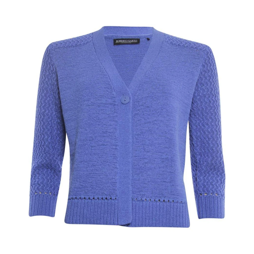 Roberto sarto vest Cardigan v-neck 411148 h762 blue (ocean blue) Blue Dames