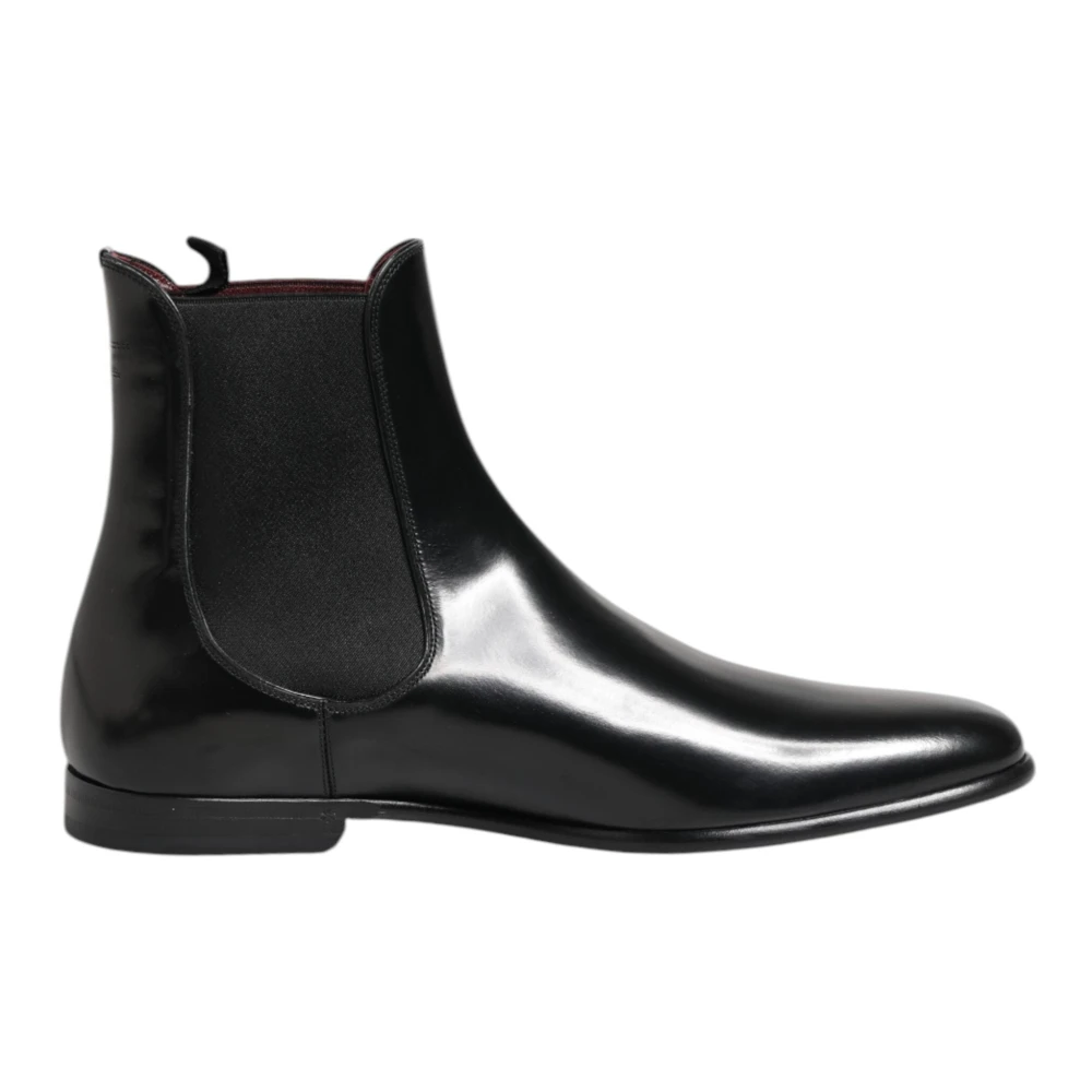 Dolce & Gabbana Men's Black Chelsea Slip On Mid Calf Boots