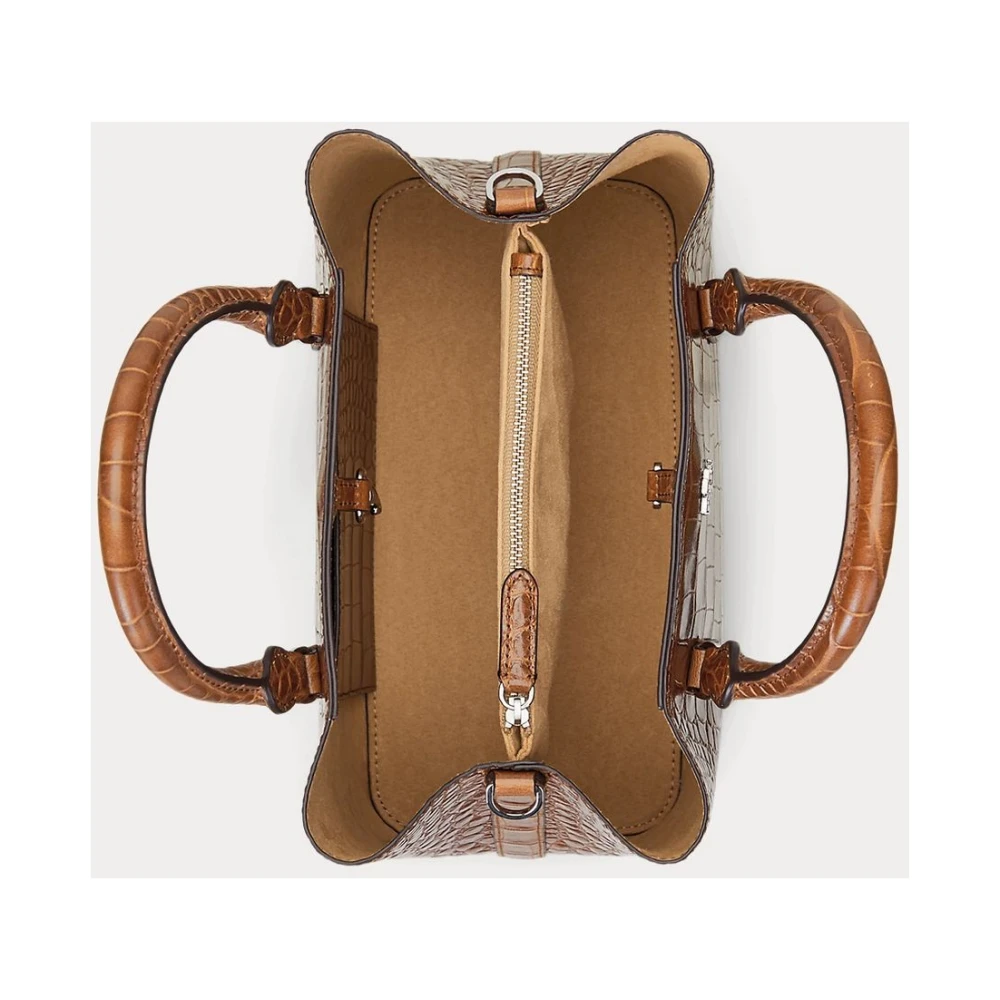 Ralph Lauren Kleine geperste leren Marcy handtas Brown Dames