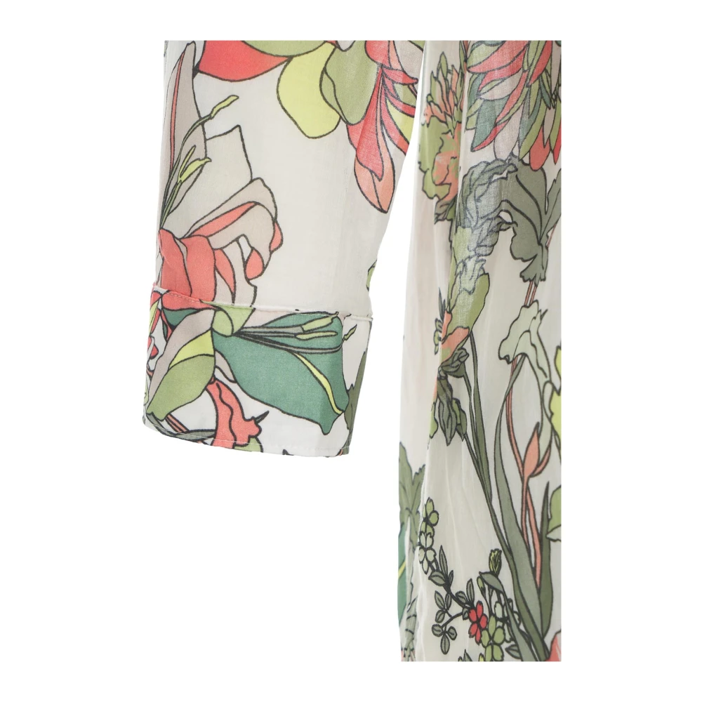 Himon's Groene Bloes met Bloemenpatroon en Knoopsluiting Multicolor Dames