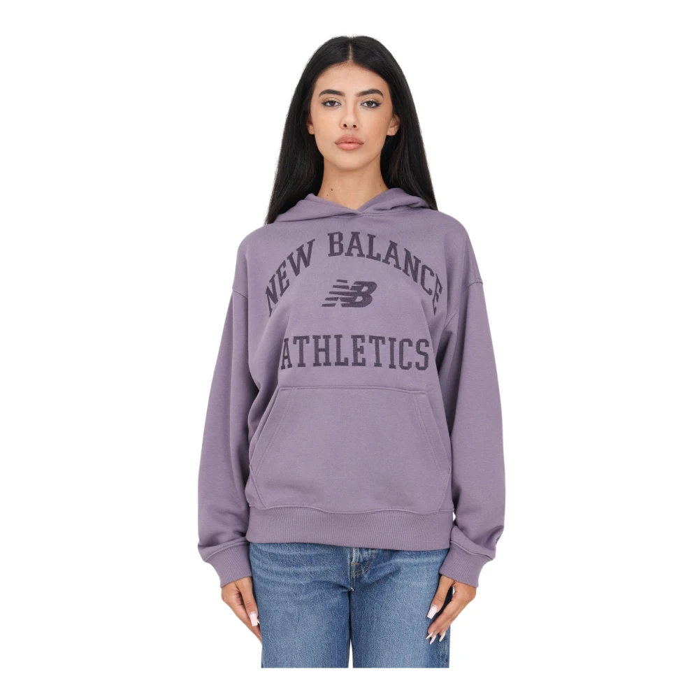 New Balance Paarse geborduurde hoodie voor vrouwen Purple Dames