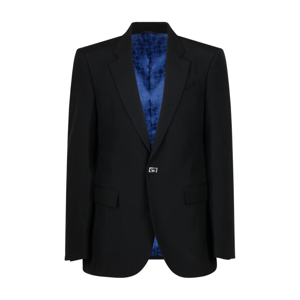 Givenchy Herr Svart Jackor M, Ull Strukturerad Jacka Tryckknapp