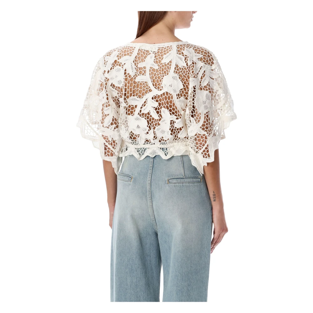 Zimmermann Ivory Crochet Topwear Aw24 White Dames