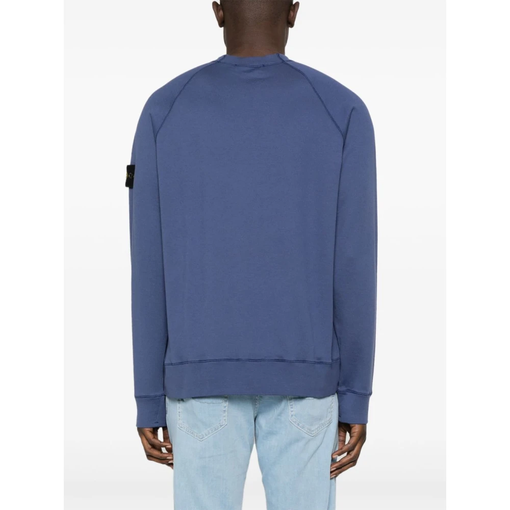 Stone Island Blauwe Crew Neck Raglan Sweater Blue Heren
