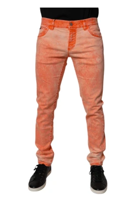 Orange Tie Dye Skinny Denim Jeans
