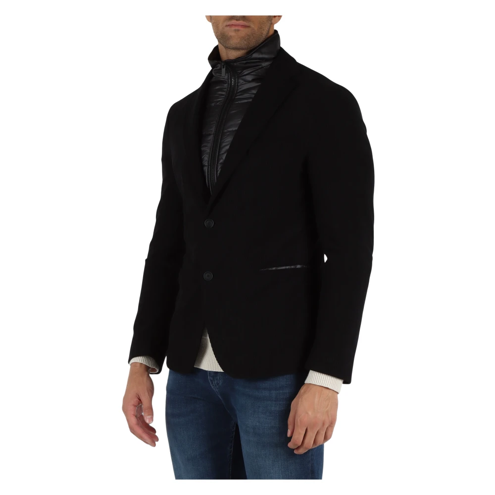 Hugo Boss Zwarte jas met afneembare borstbeschermer Black Heren