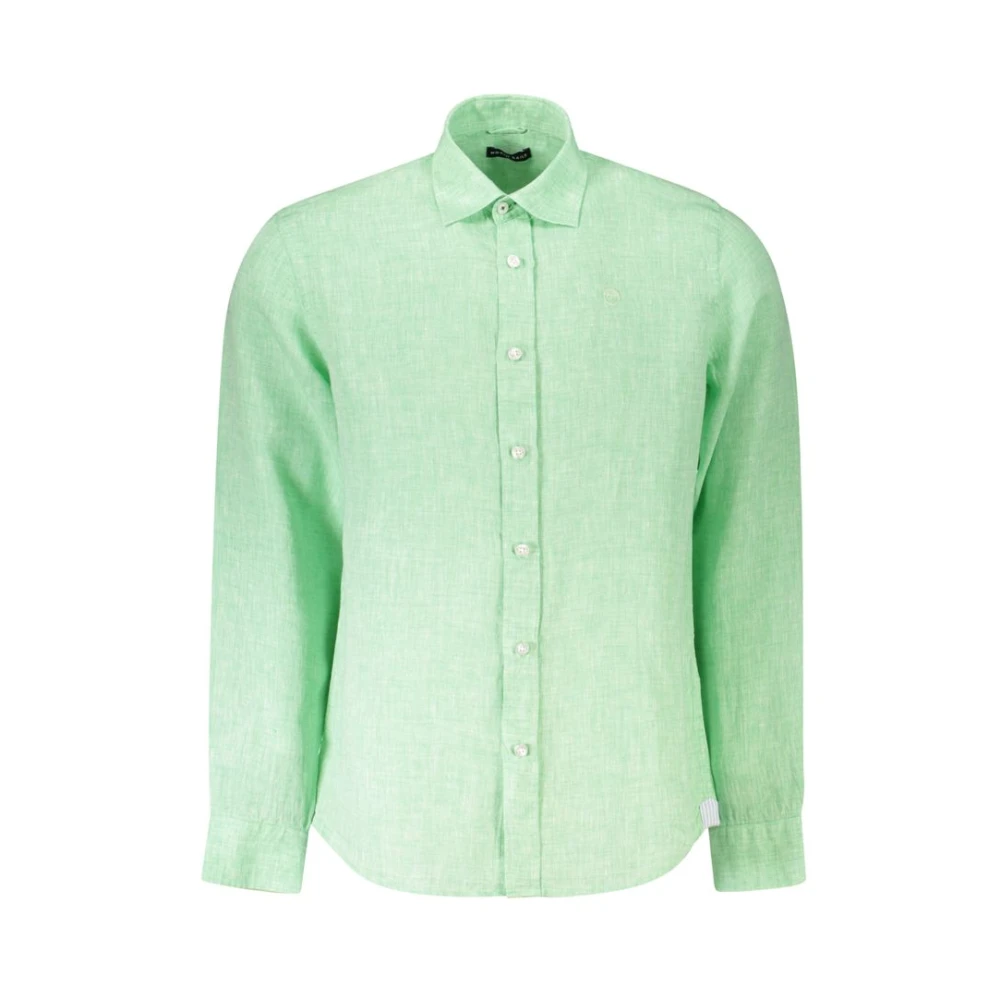 North Sails Men's Green Linen Shirt With Italian Collar 2XL