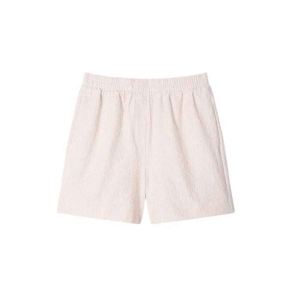 Paul Smith Mujer Beige Pantalones Cortos Seersucker A Rayas