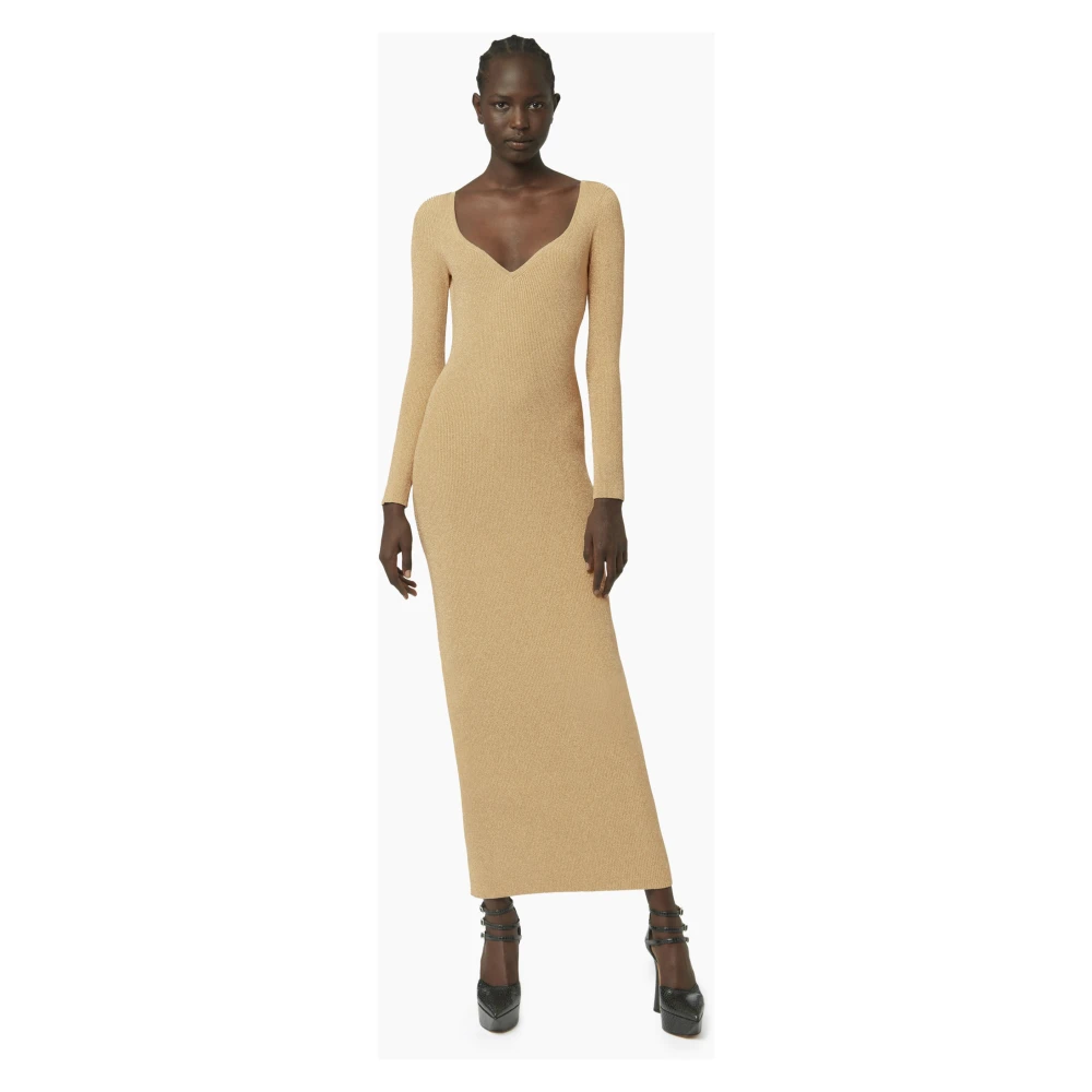 Nina Ricci Gouden Heart Neckline Open-Back Jurk Yellow Dames