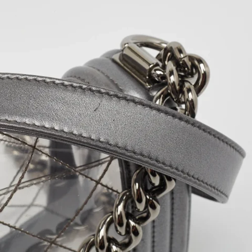 Chanel Vintage Pre-owned Leather shoulder-bags Gray Dames