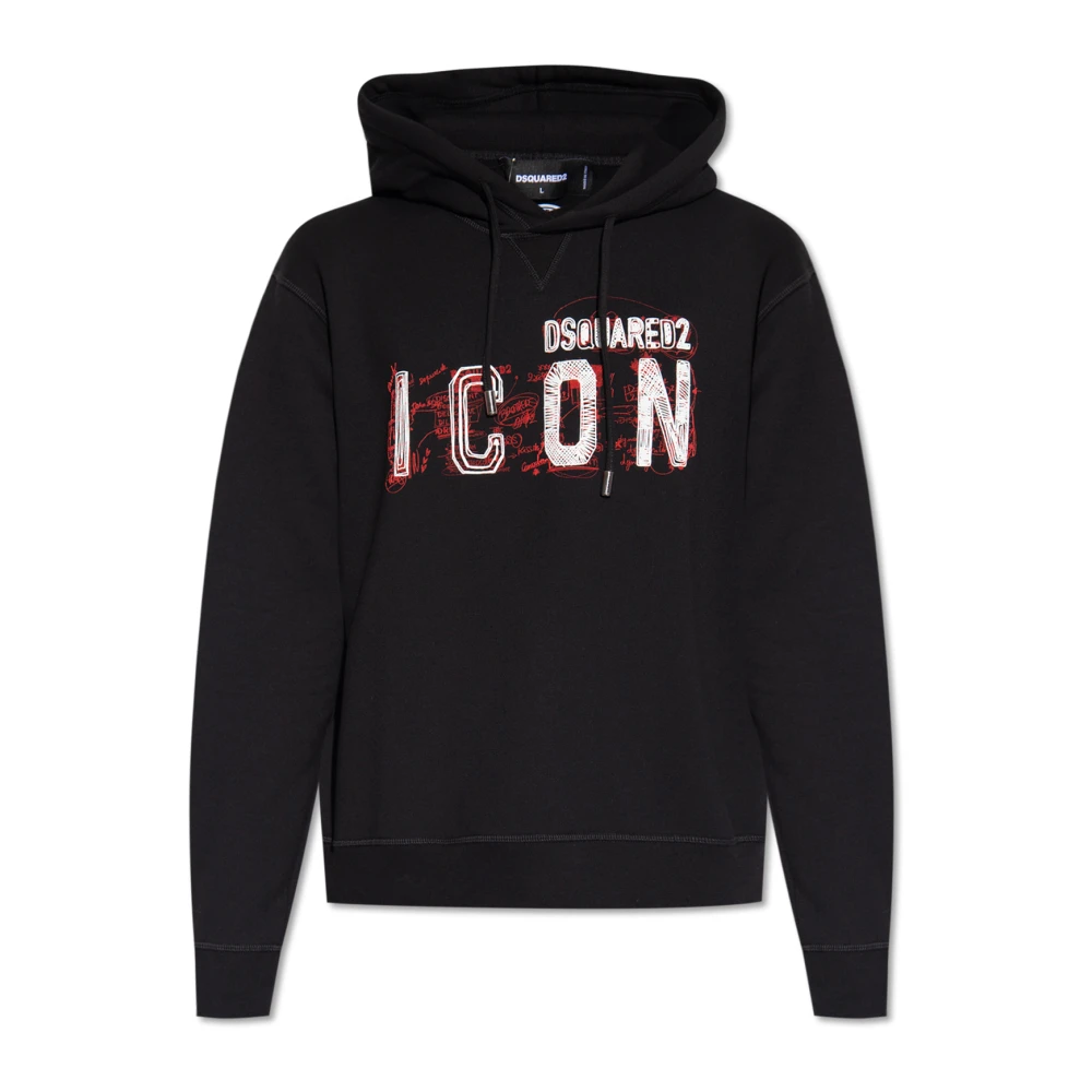 Dsquared2 Men's Black Hoodies,, Hoodie With Logo Extra Large