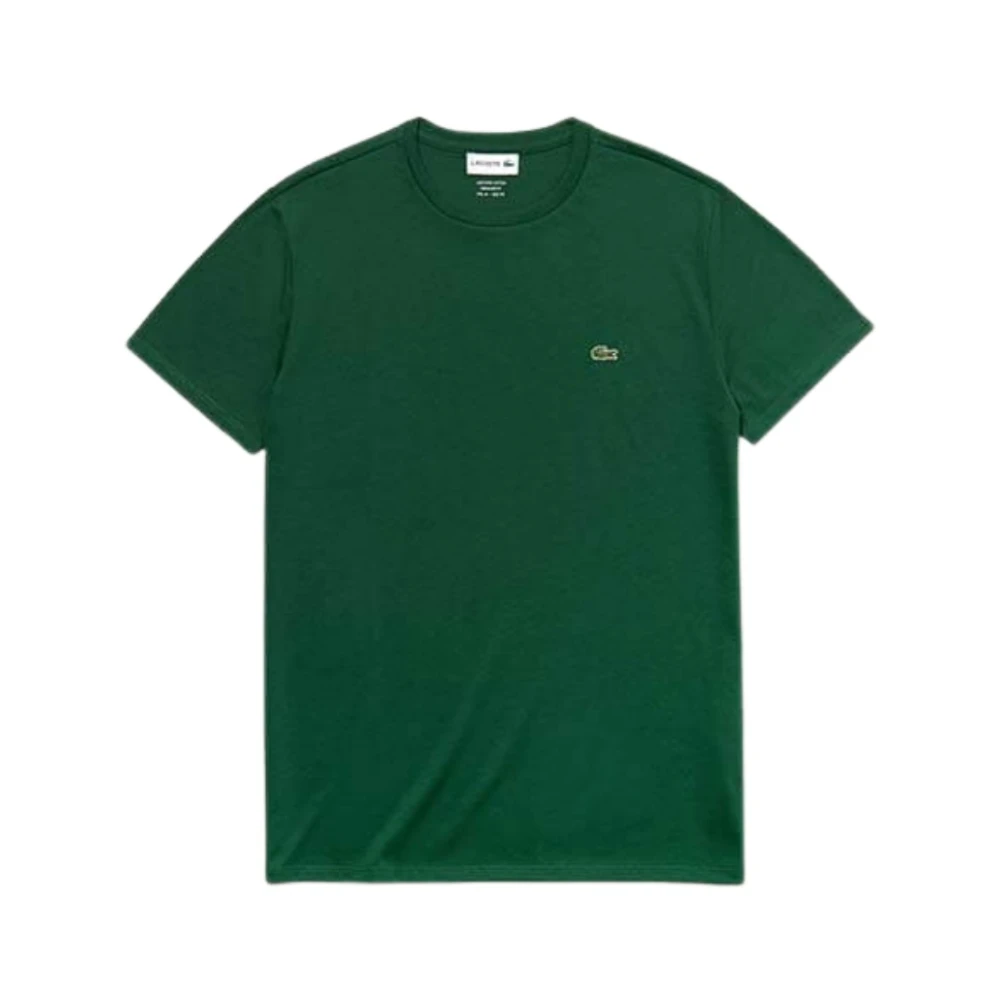 Lacoste Uomo Verde T-Shirt A Girocollo In Cotone Pima -132 Da - Immagine 4