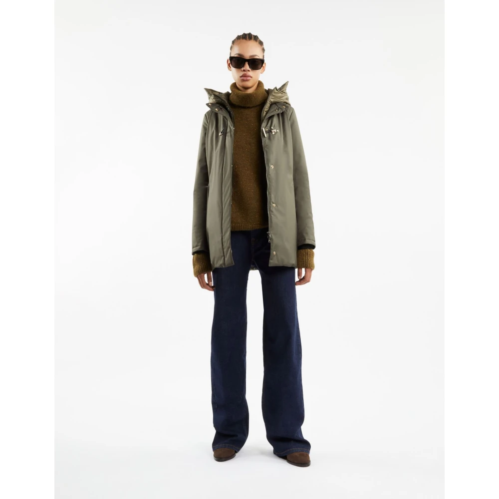Fay Gabardine Toggle Coat Green Dames