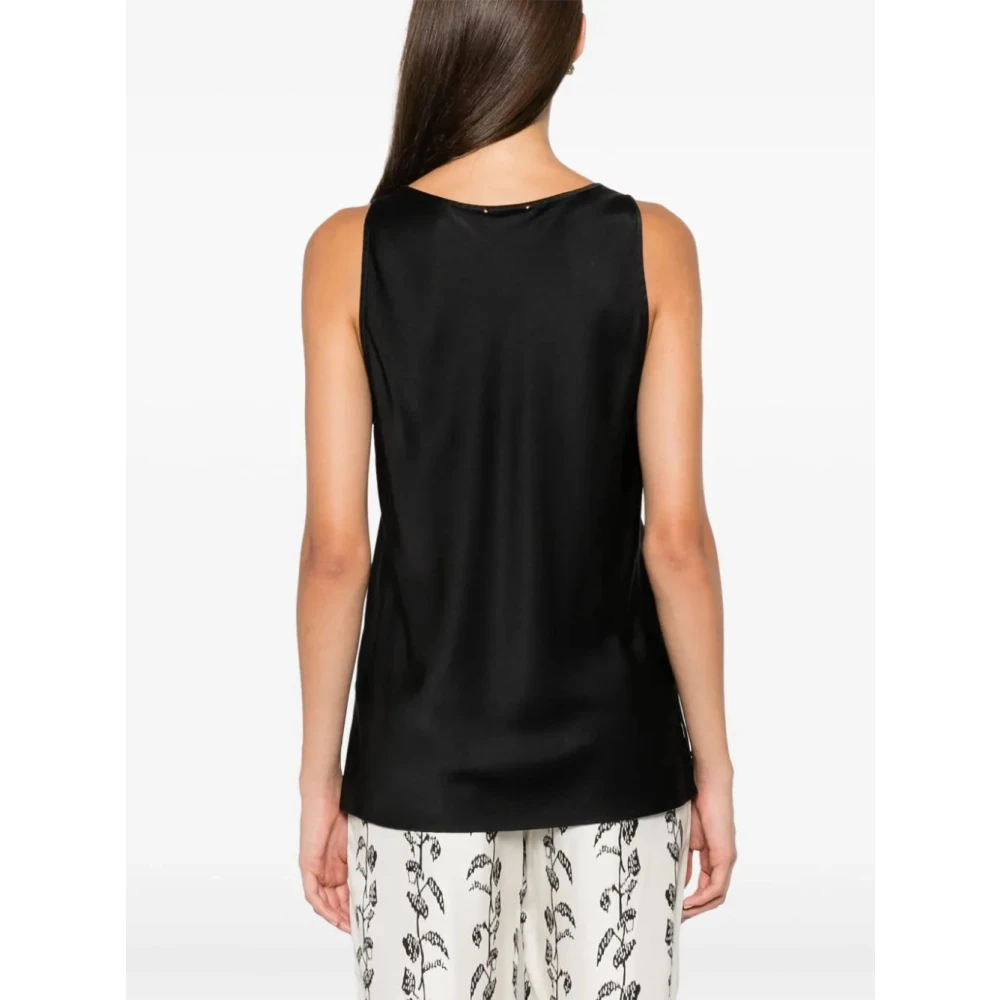 Forte Zwarte Zijden Satijnen Zware Stretch Hemdje Black Dames