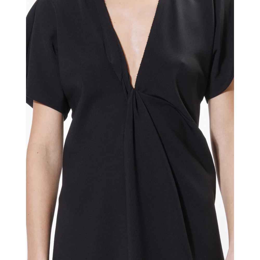 Moschino Zwarte Jurk met Halve Mouwen en V-Hals Black Dames