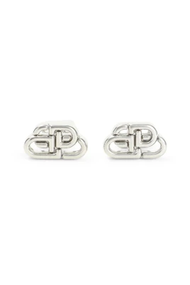 Studded BB Logo Silverörhängen