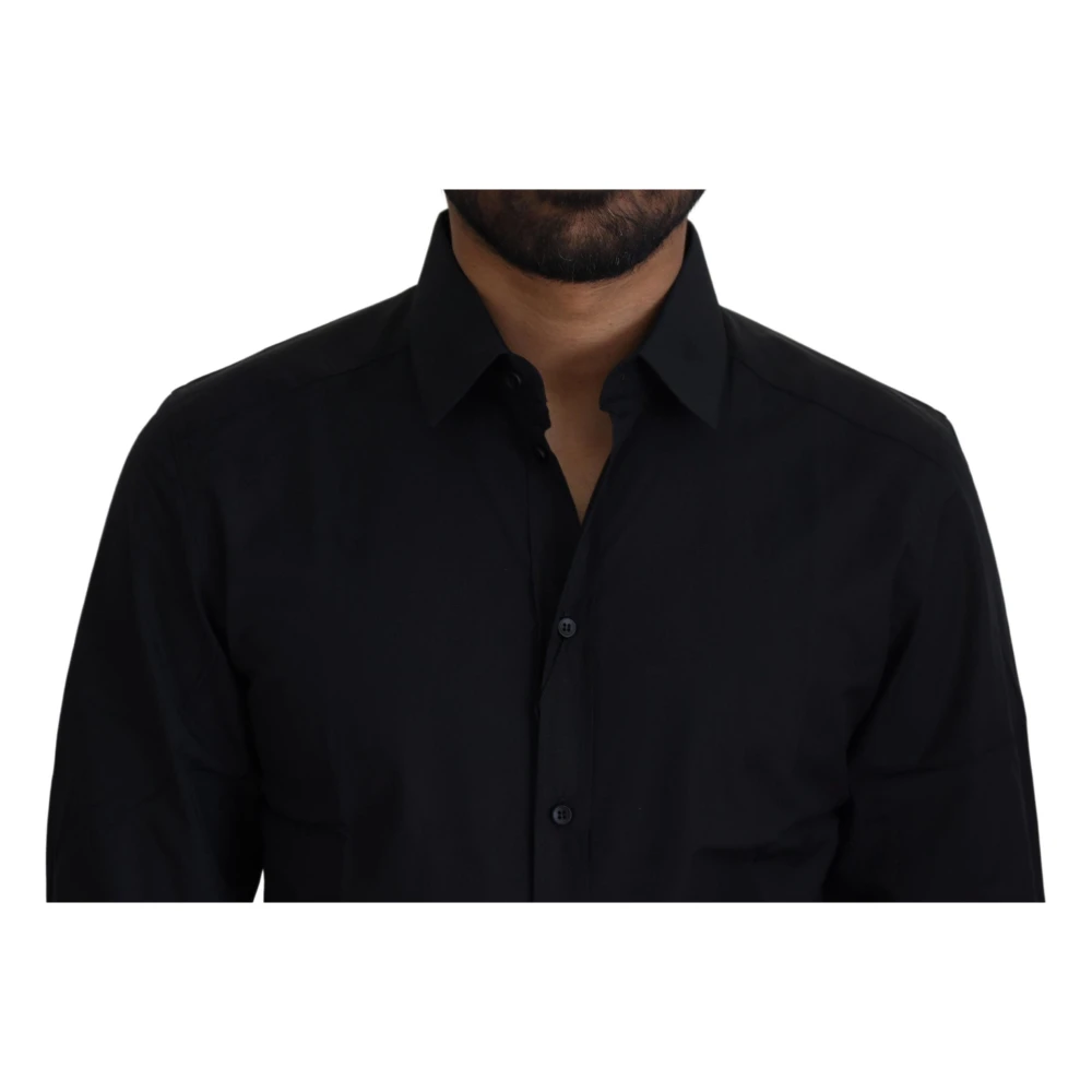 Dolce & Gabbana Elegante zwarte katoenen overhemd Black Heren
