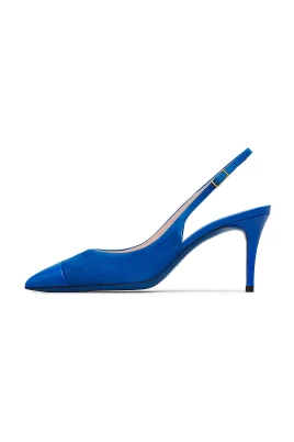 Slingbacks i mocka och lackläder