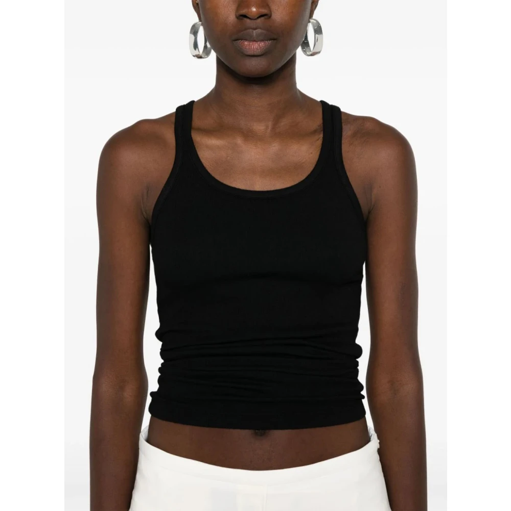 Agolde Zwarte Mouwloze Ribgebreide Top Black Dames