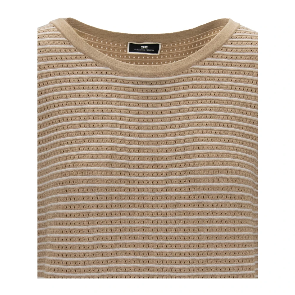 Elisabetta Franchi Gouden Detail Korte Jurk Beige Dames