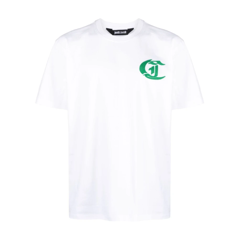 Just Cavalli Witte Grafische T-shirt en Polo White Heren