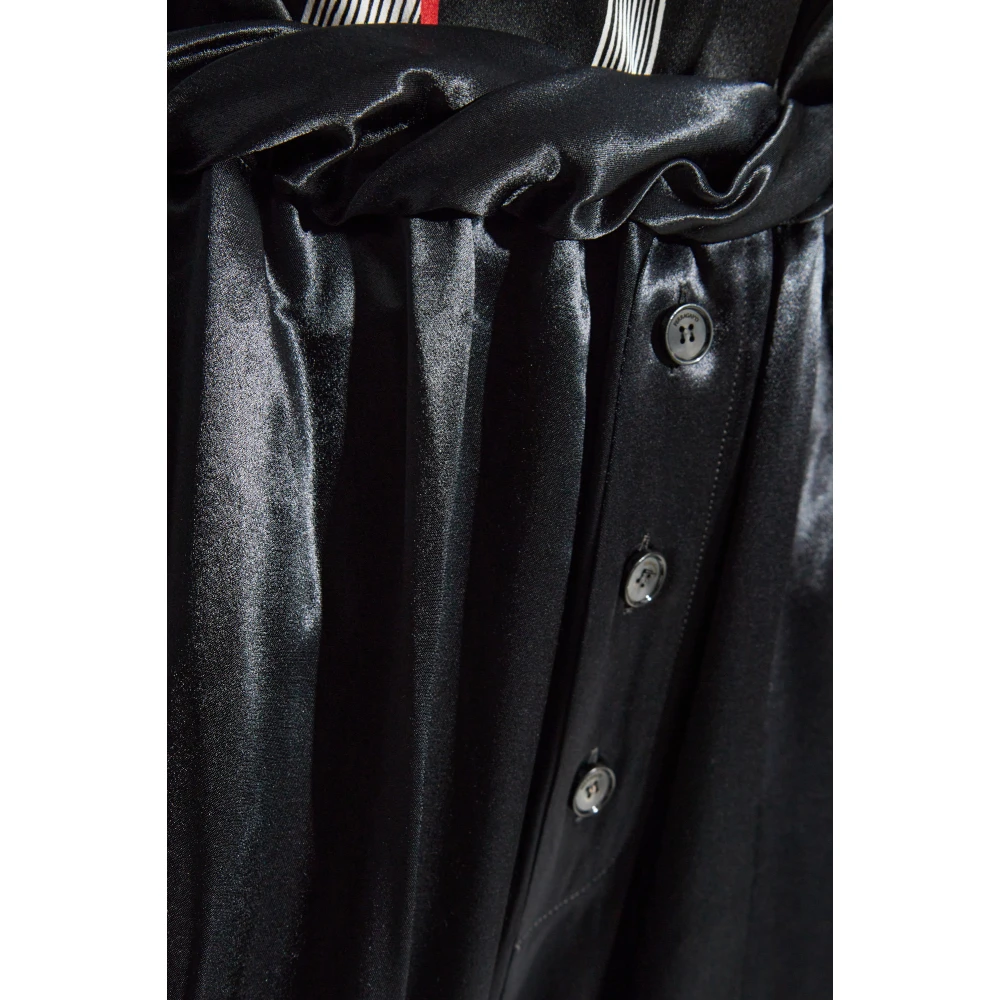 Salvatore Ferragamo Wijde satijnen broek Black Heren