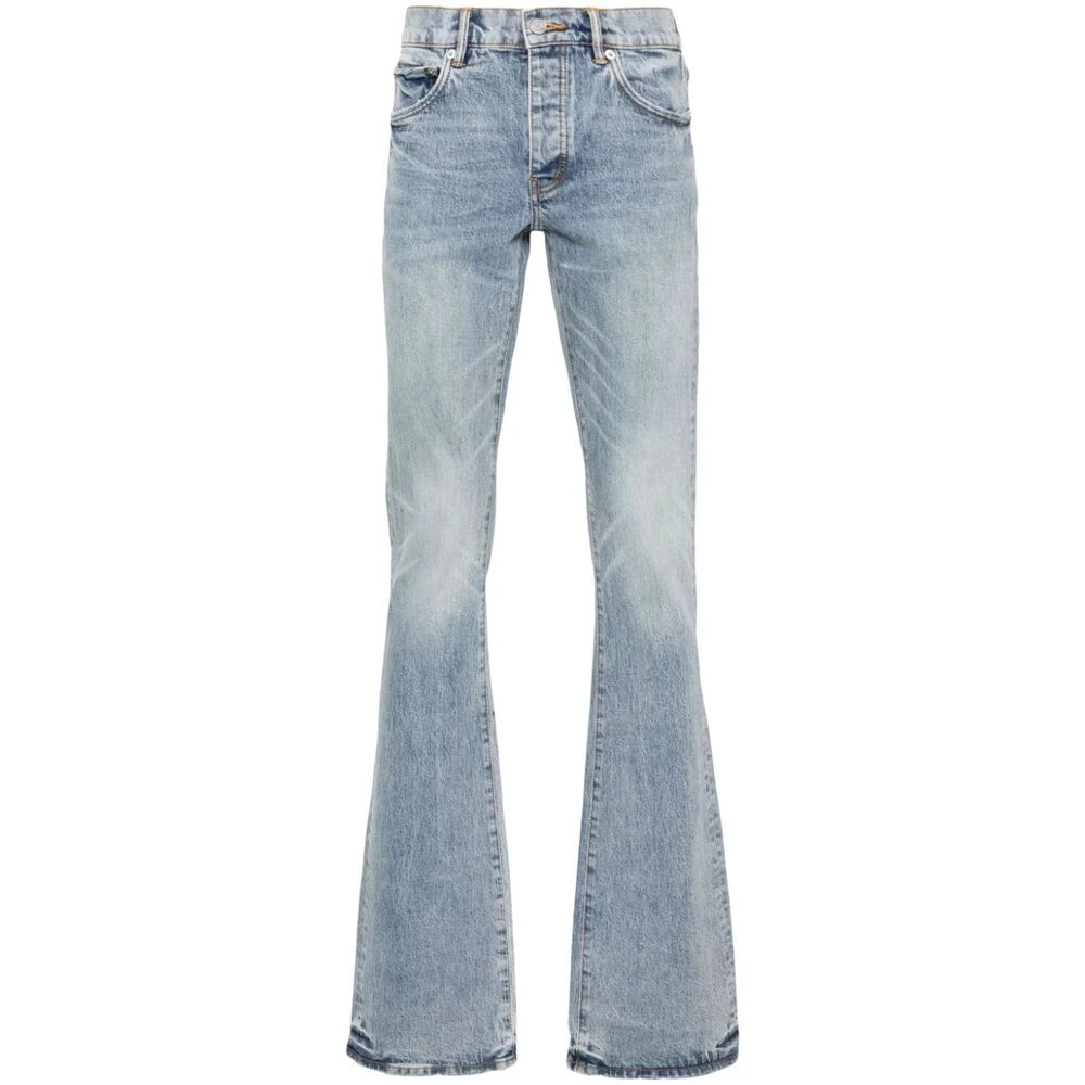 Indigo Denim Stonewashed Wide Leg Jeans