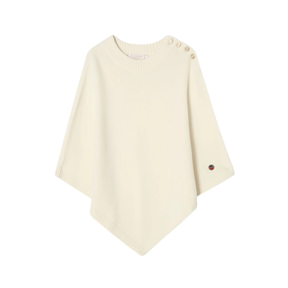 Busnel Guld Knapp Merinoull Poncho Beige, Dam