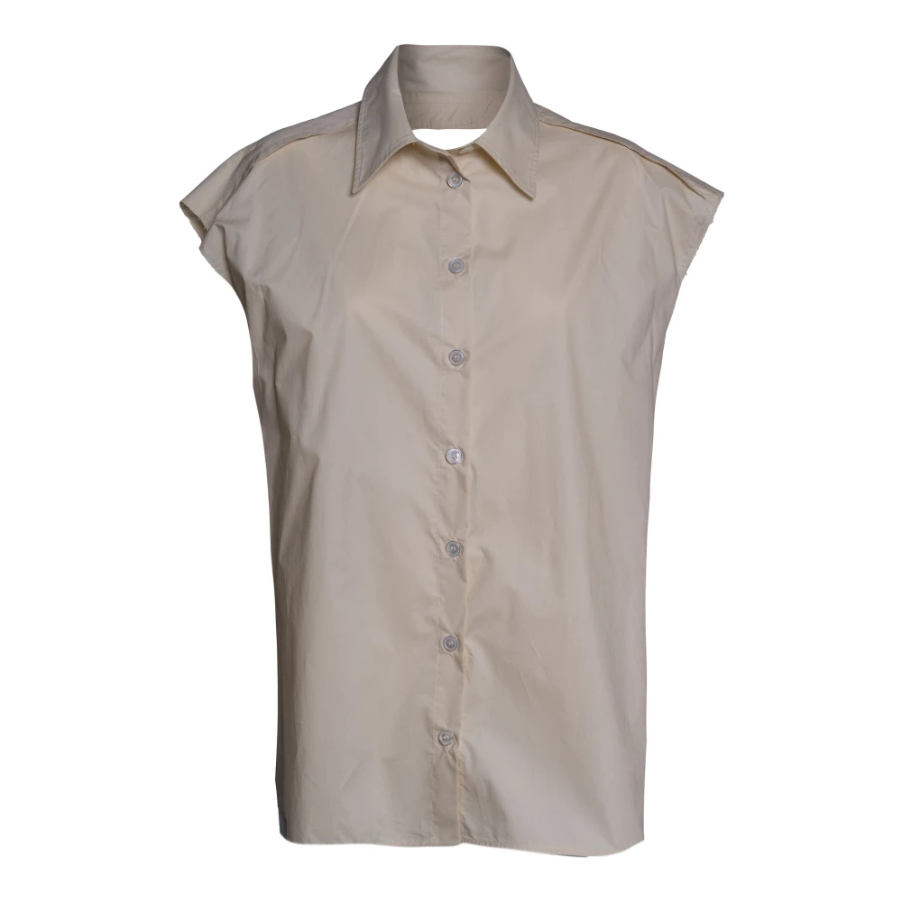 Erika Cavallini Beige Shirts, Female, S, Sleeveless Poplin Shirt