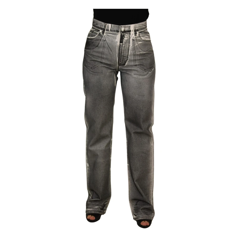 Dolce & Gabbana Men's Gray Straight Fit Jeans, 3XS, Grey Washed High Waist Denim Trousers Cotton Jeans