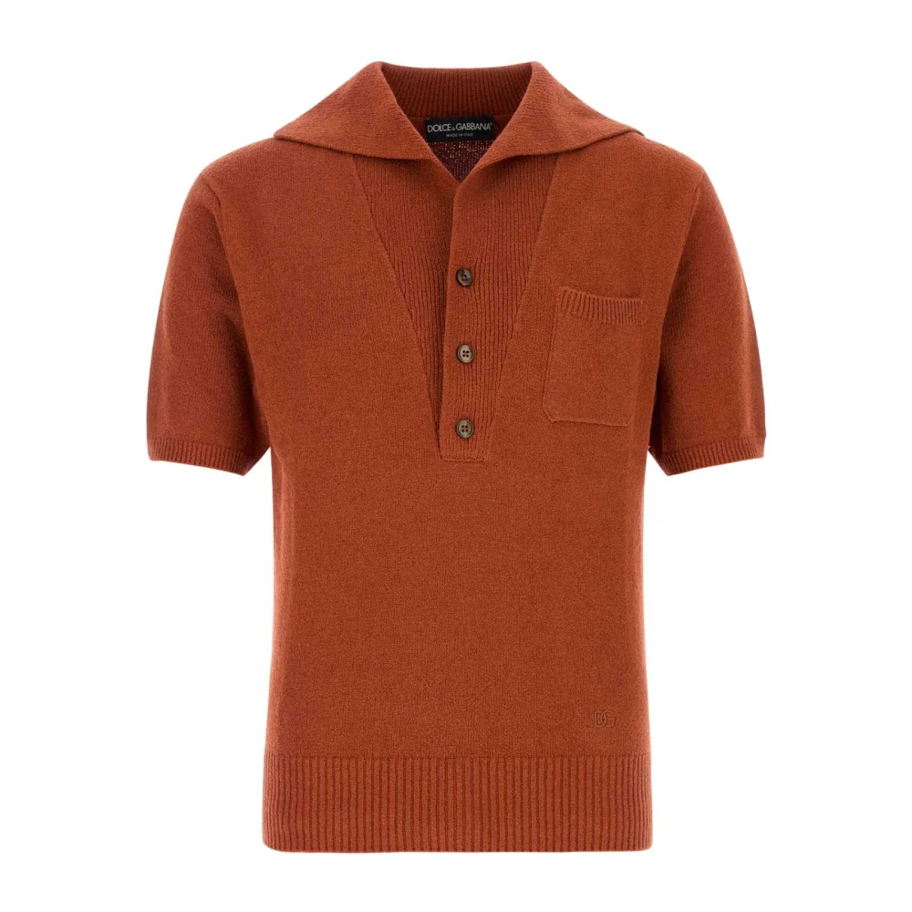 Dolce & Gabbana Men's Red Polo Shirts, M, Break Cotton Blend Polo Shirt