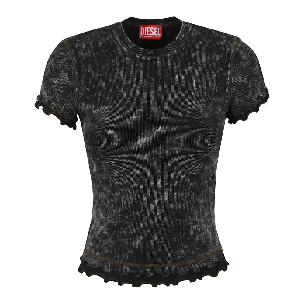 Diesel Grijze T-shirt met abstracte print Gray Dames