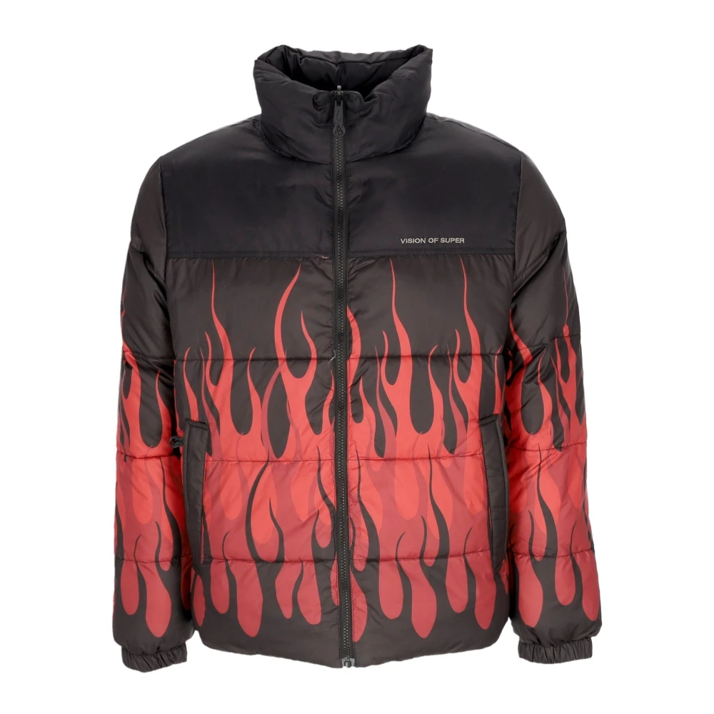 Vision OF Super Zwart Rode Puffy Donsjas Black Heren