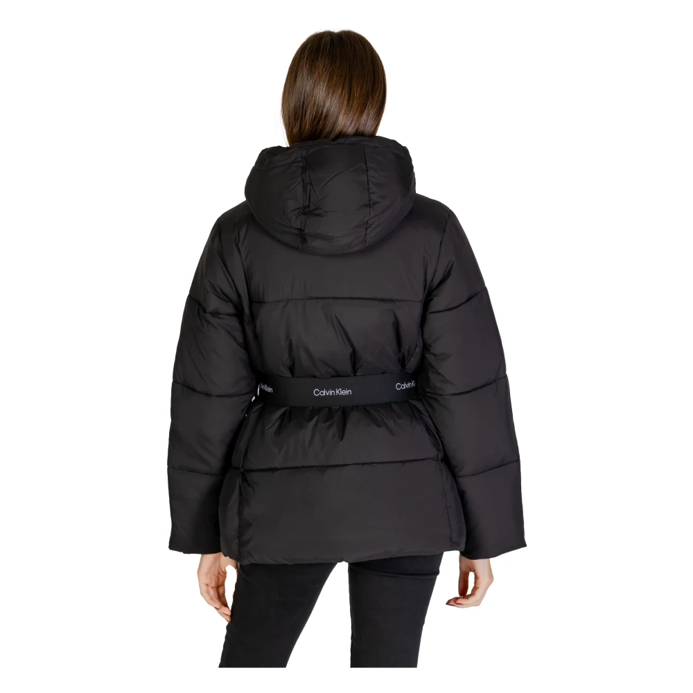 Calvin Klein Zwarte jas met rits en zakken Black Dames